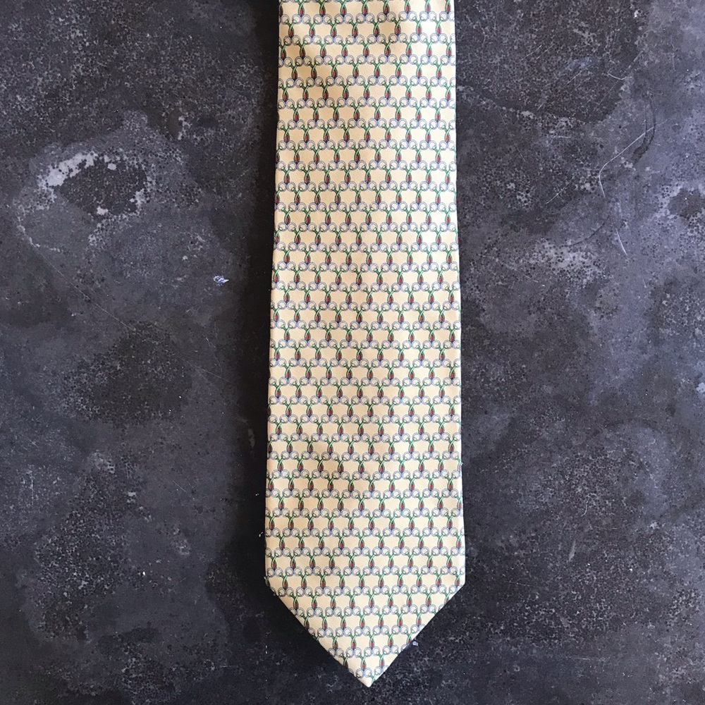 Brooks Brothers Golden Yellow Print Silk Tie